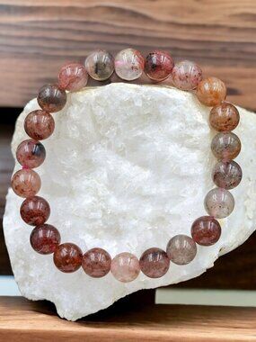 Red Quartz Crystal Stretch Bracelet | Handmade